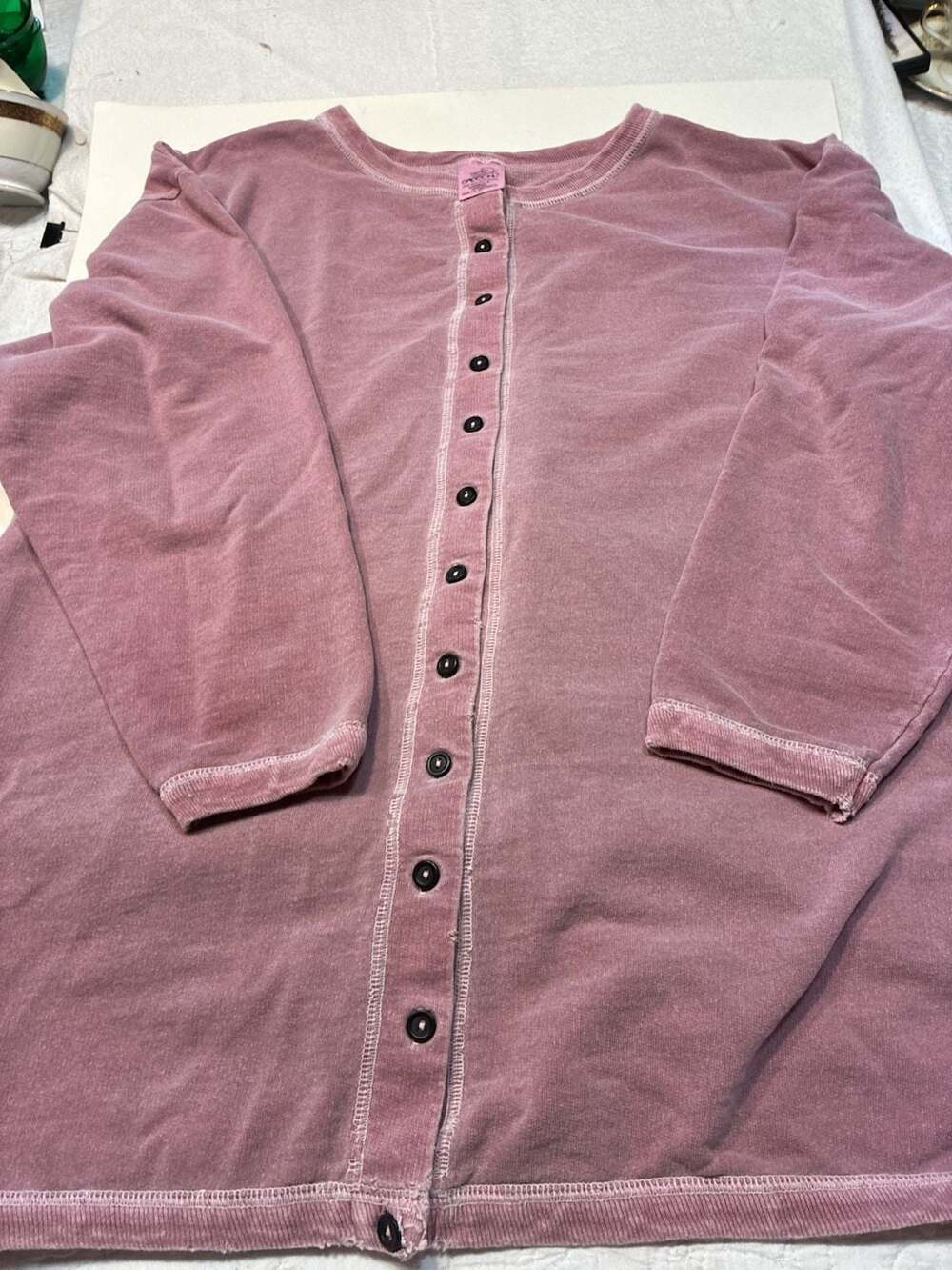 Sassoon Ooh-La-La Vintage Style Pigment Dyed Button-Front Long Sleeve Henley